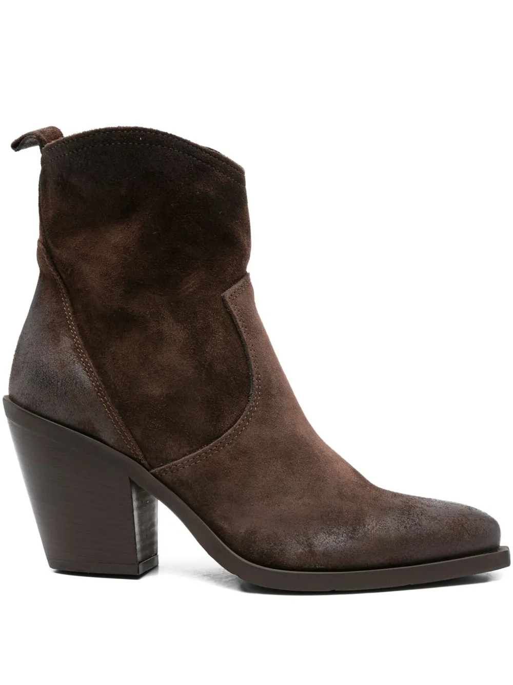 Metisse 85mm Texan pointed-toe block-heel boots Brown