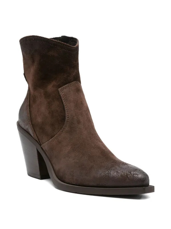 靴 Metisse BIKER DARK BROWN CALFSKIN MA644 Metisse 85mm Texan pointed-toe block-heel Boots | Brown | FARFETCH