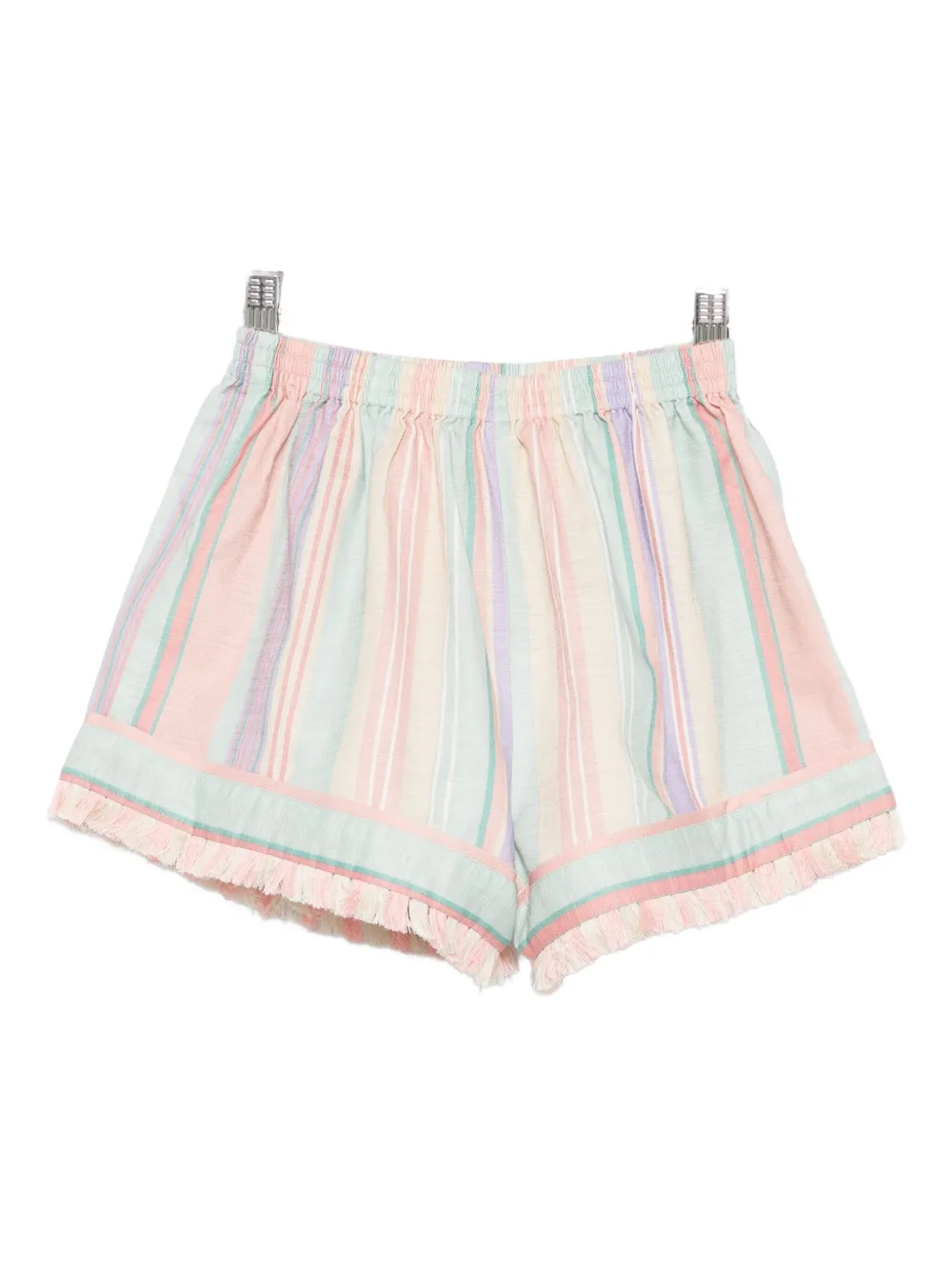 Zimmermann Striped Fringed Shorts In Blue