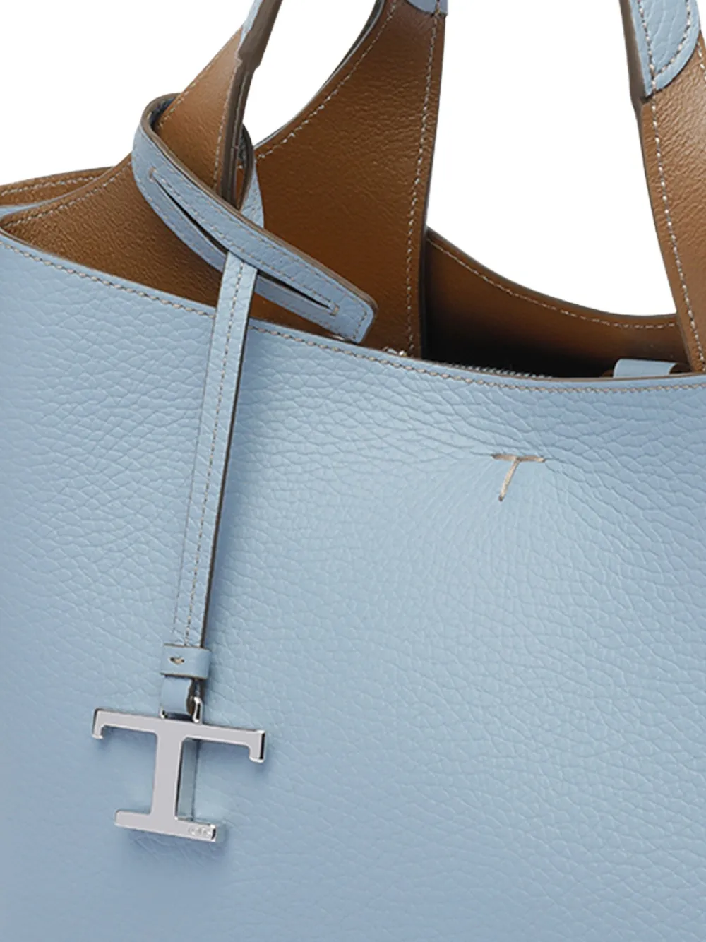 Tod's Leren shopper met logo Blauw