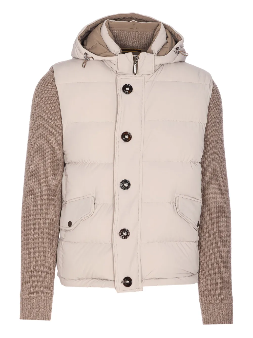 Moorer Foscolo gewatteerd jack met gebreide mouwen Beige