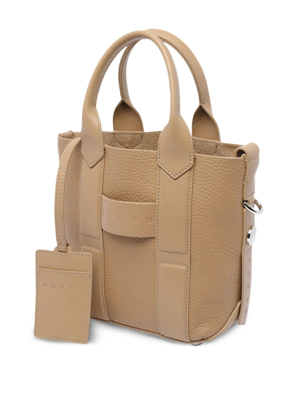 Hogan small Shopping Script leather tote bag Beige