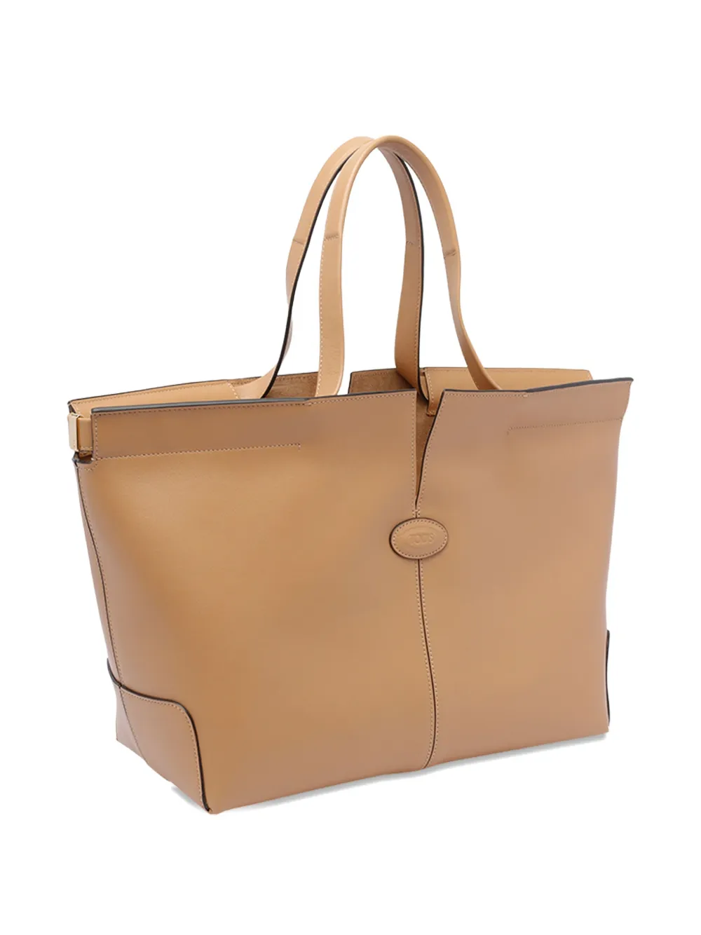 Tod's Leren shopper met dubbel handvat Beige