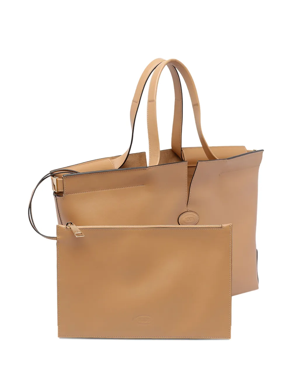 Tod's Leren shopper met dubbel handvat Beige