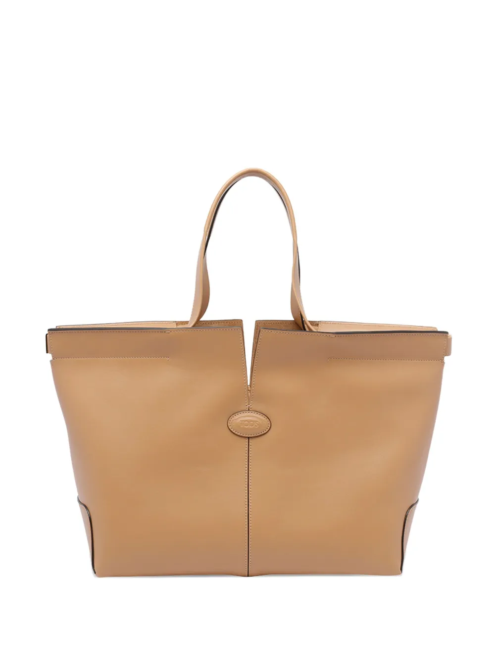 Tod's Leren shopper met dubbel handvat Beige