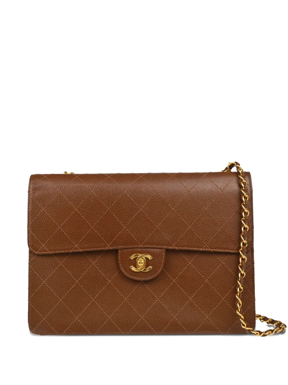CHANEL Pre-Owned 1998 ジャンボ クラシック フラップ ショルダーバッグ M - ブラウン CHANEL Pre-Owned 1998 ジャンボ クラシック フラップ ショルダーバッグ M - ブラウン
