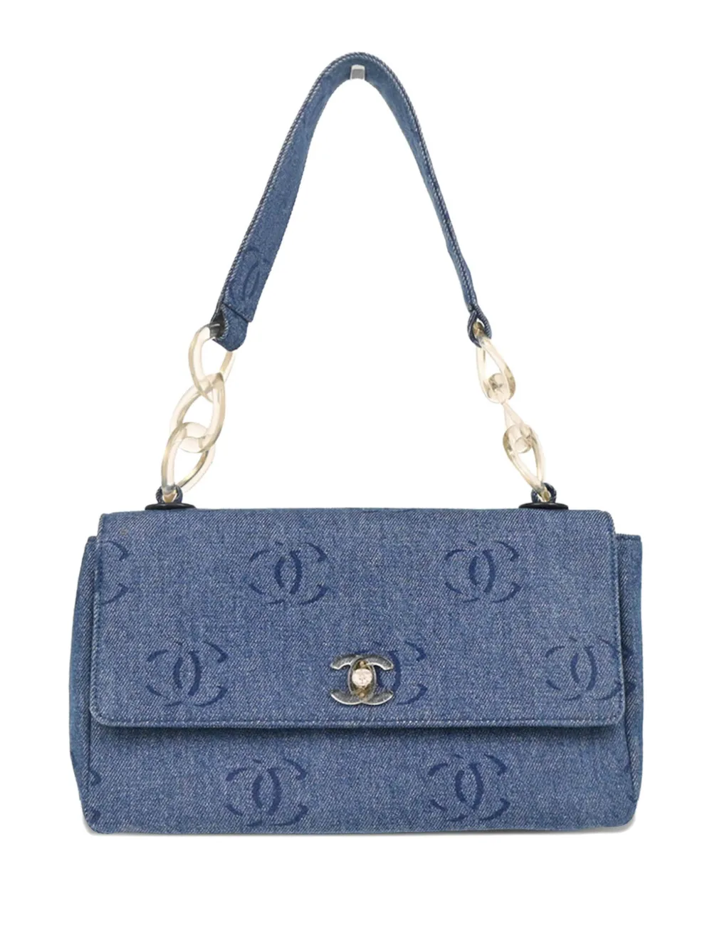 Pre-owned Chanel 2002 Denim Handbag In Blue