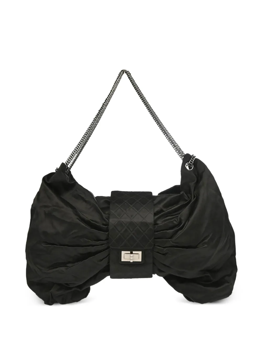 CHANEL Pre-Owned 2008 マドモアゼル ロック ボウ ショルダーバッグ M - ブラック CHANEL Pre-Owned 2008 マドモアゼル ロック ボウ ショルダーバッグ M - ブラック