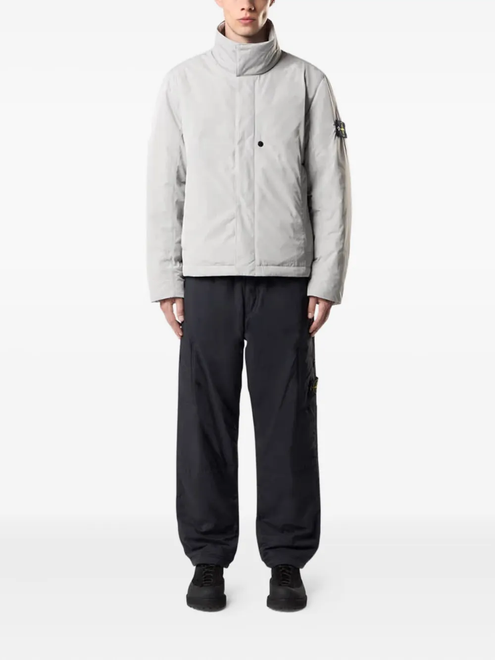 Stone Island logo-patch jacket Grijs