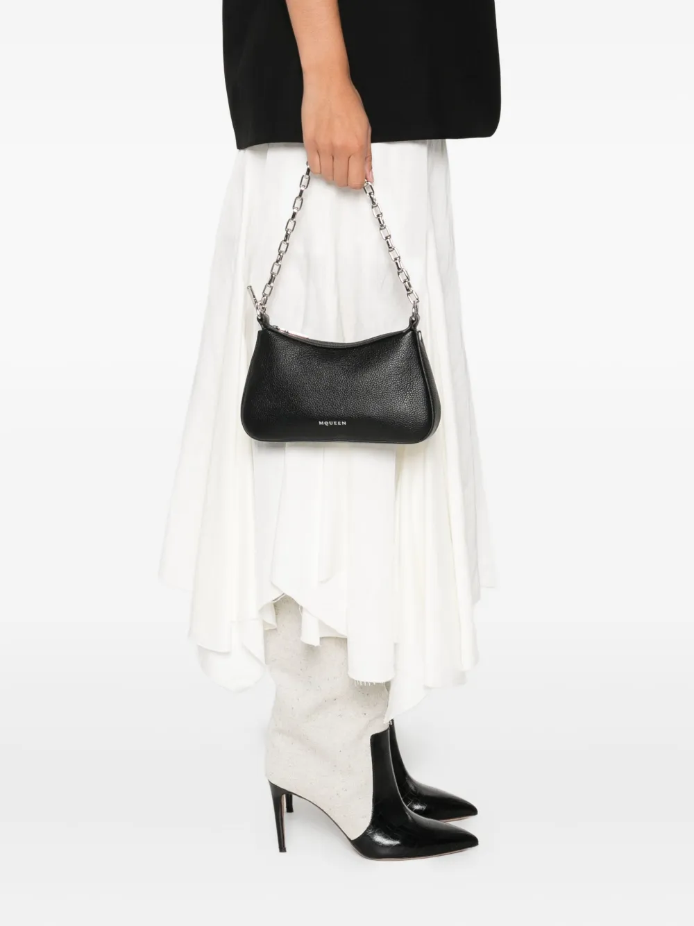 Alexander McQueen T-Bar leather shoulder bag Zwart