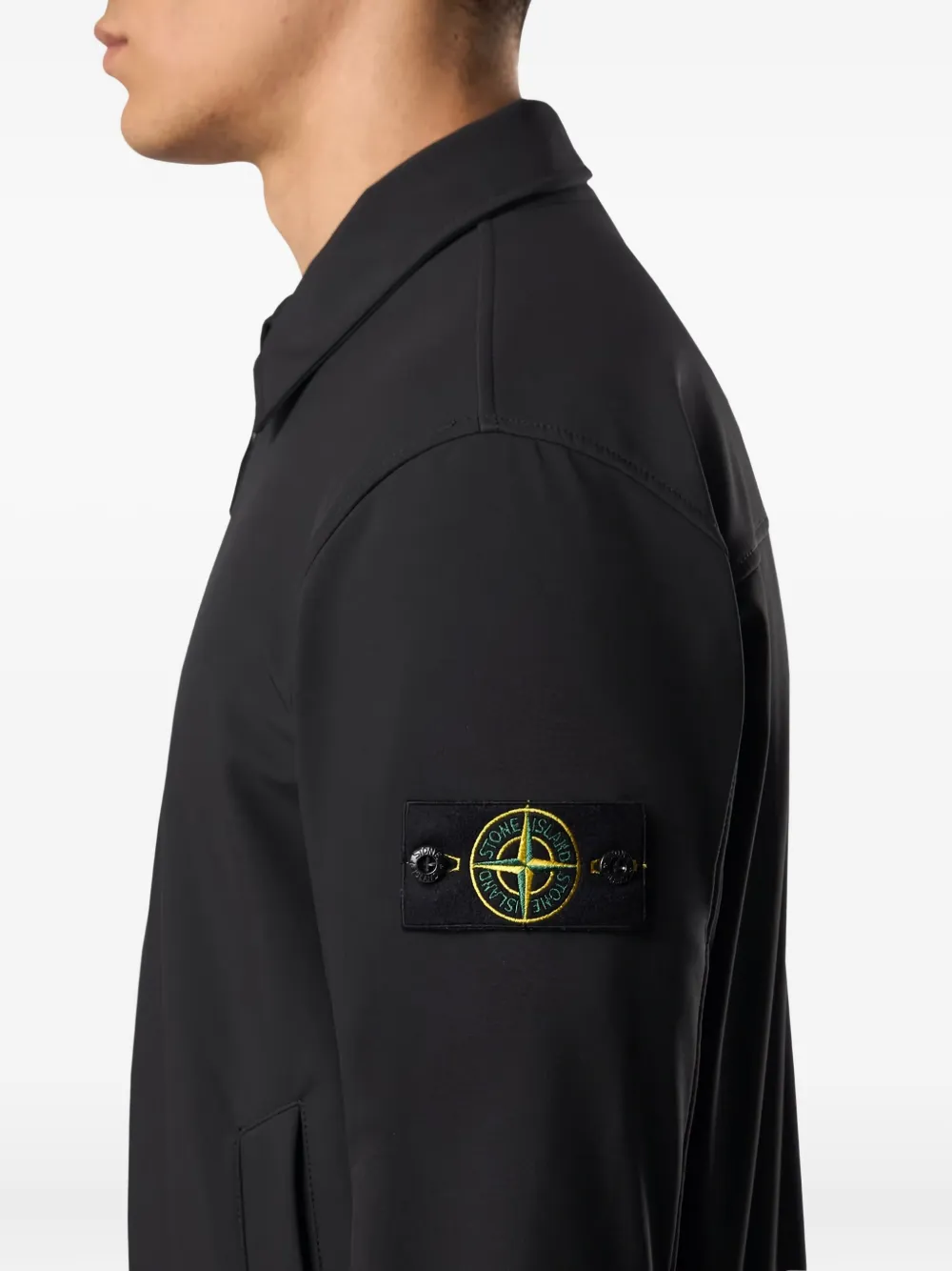 Stone Island logo-patch jacket Zwart