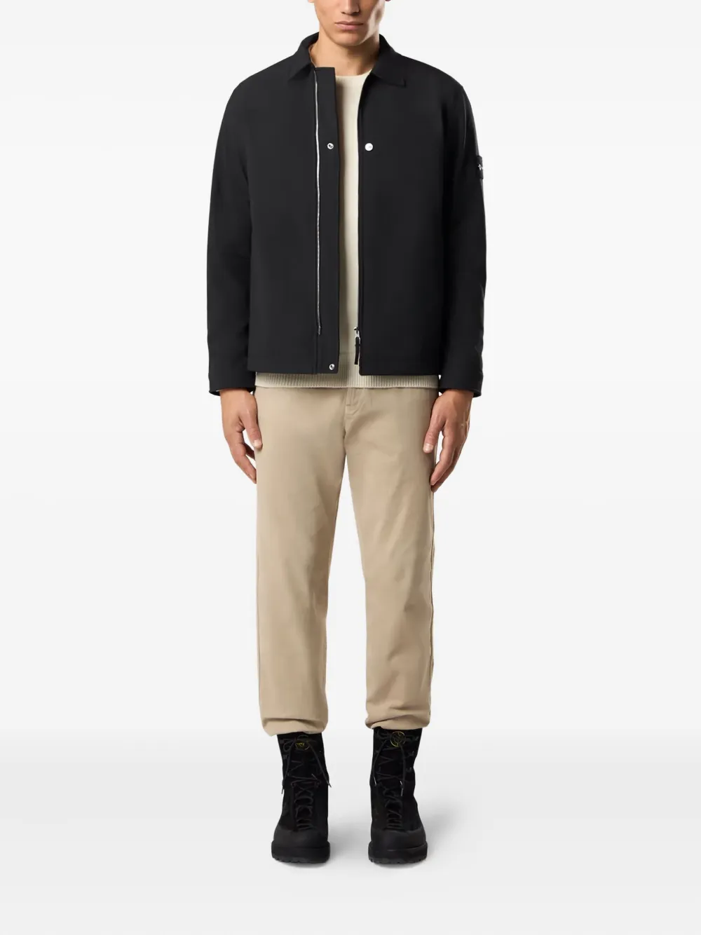 Stone Island logo-patch jacket Zwart