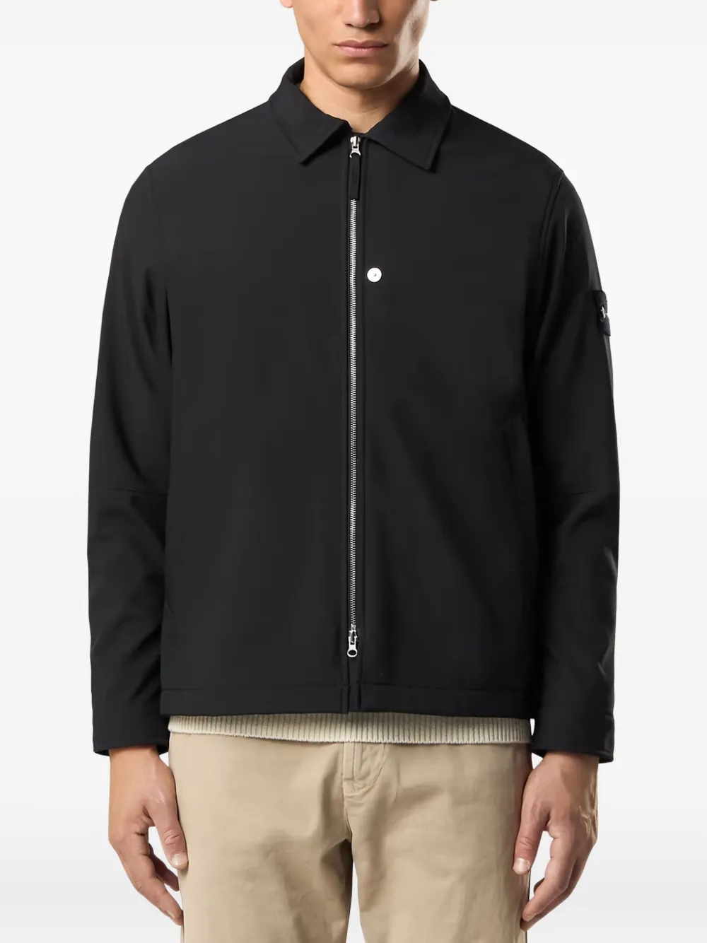 Stone Island logo-patch jacket Zwart