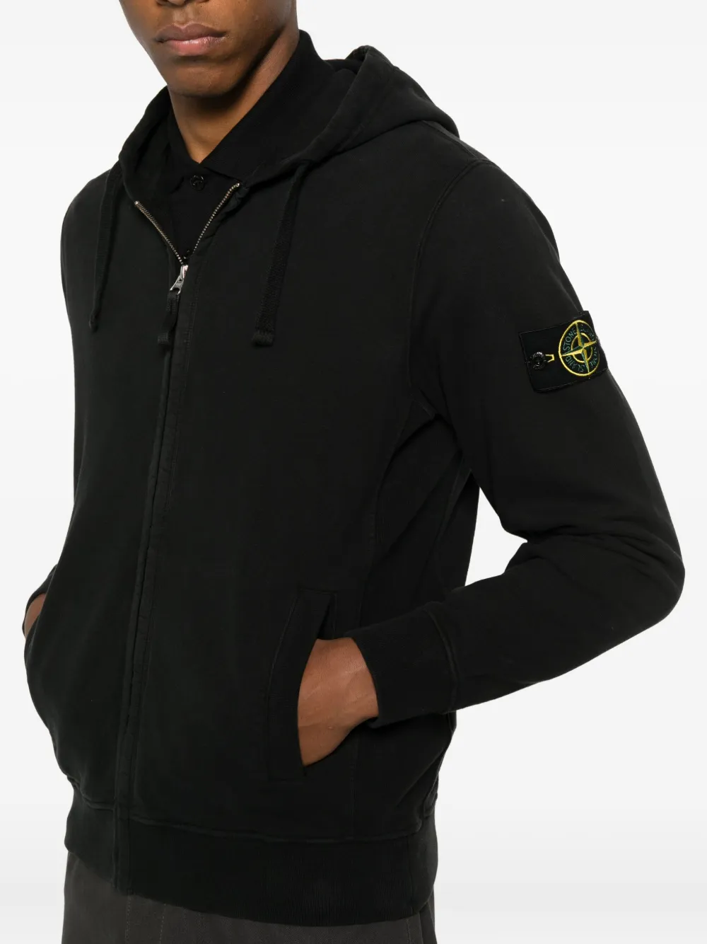 Stone Island Hoodie met rits Zwart