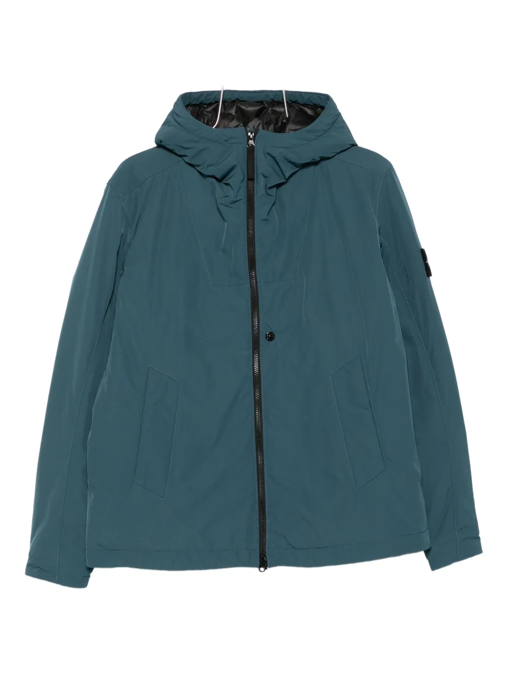 Stone Island 4100047 Hooded Zip-front Jacket In Blue
