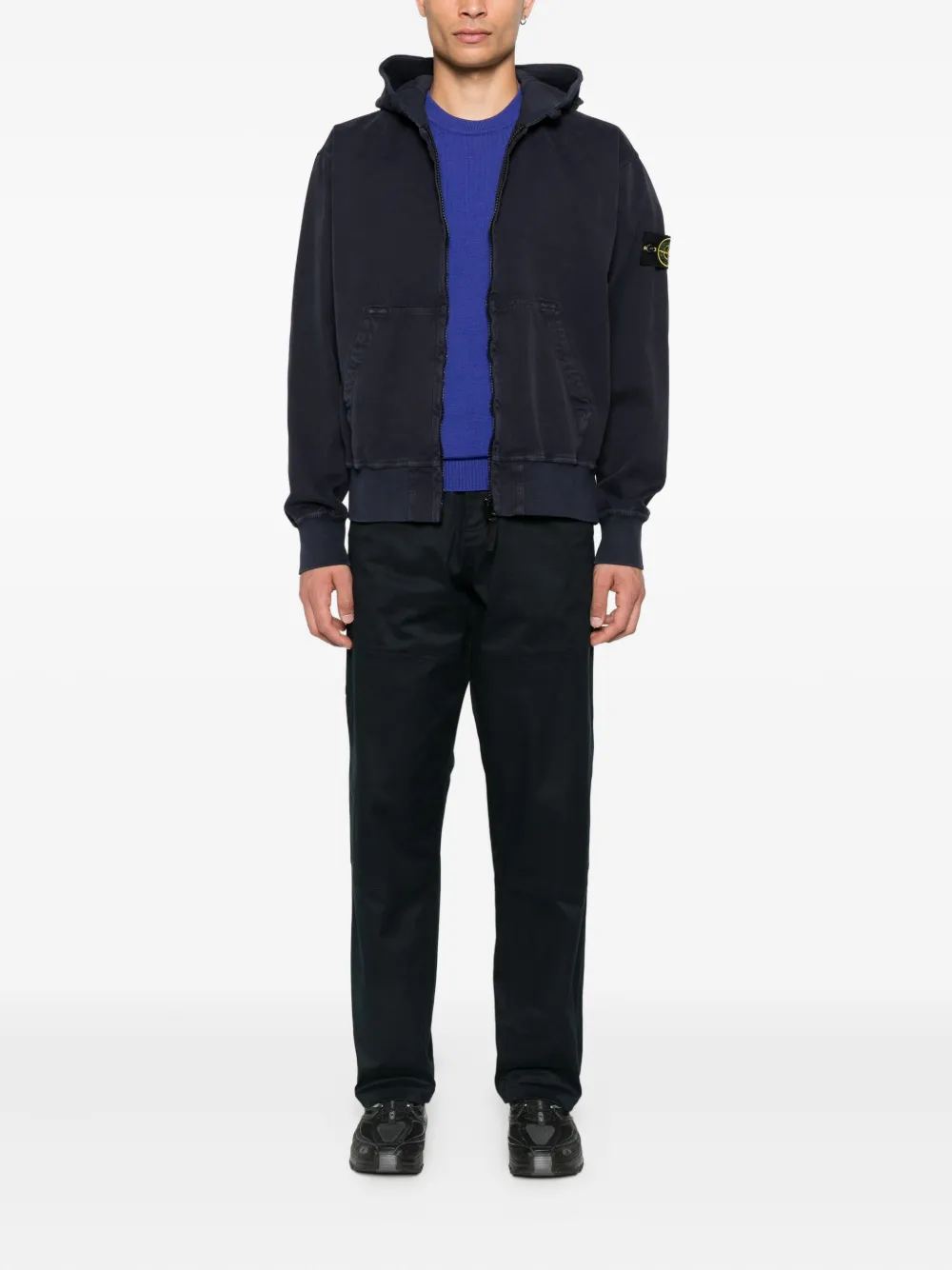 Stone Island Trui met logopatch en ronde hals Blauw