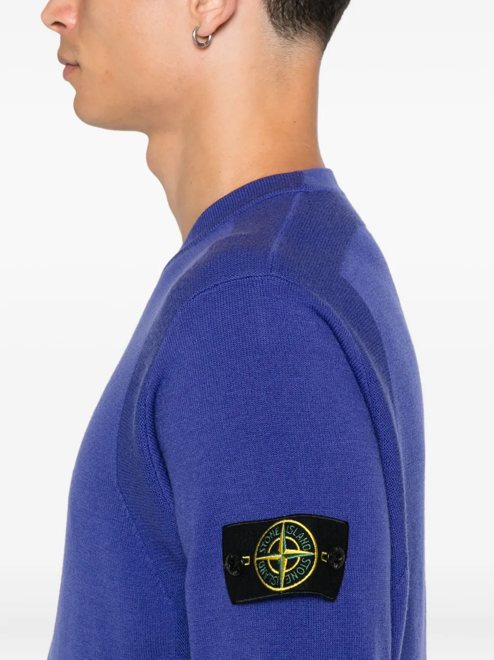 Stone Island Trui met logopatch en ronde hals Blauw