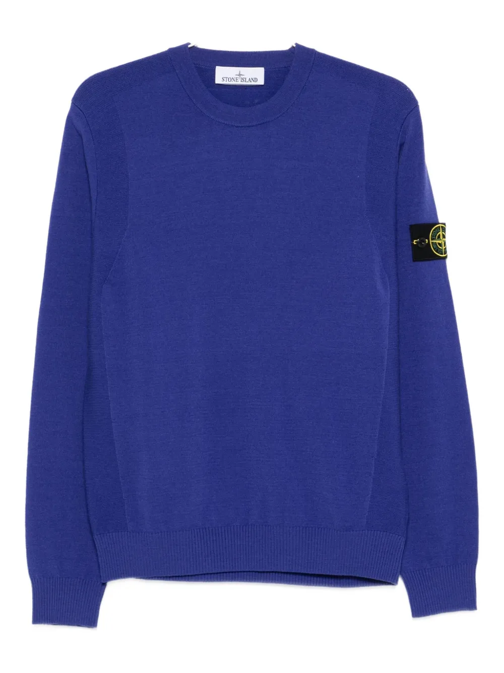 Stone Island crew-neck logo-patch sweater - Blu