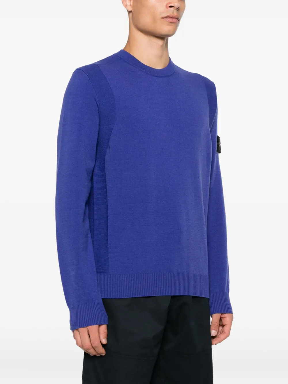 Stone Island Trui met logopatch en ronde hals Blauw