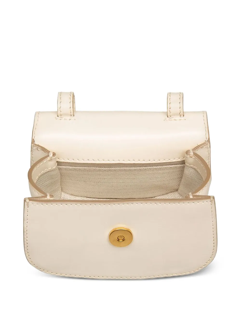 Bally Kleine leren tas met omslag en B-ketting Beige