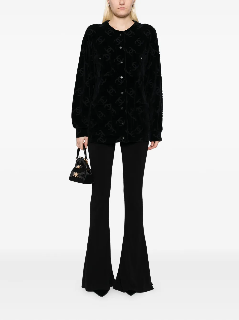 Pre-owned Chanel 1990-2000s Single Breasted Collarless Jacket In Black