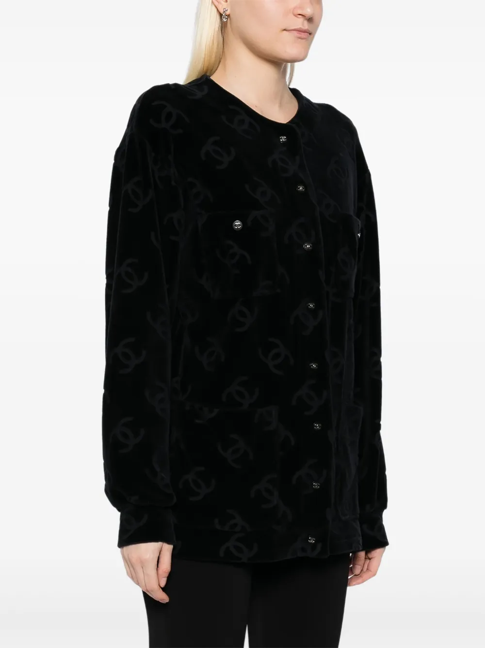 Pre-owned Chanel 1990-2000s Single Breasted Collarless Jacket In Black