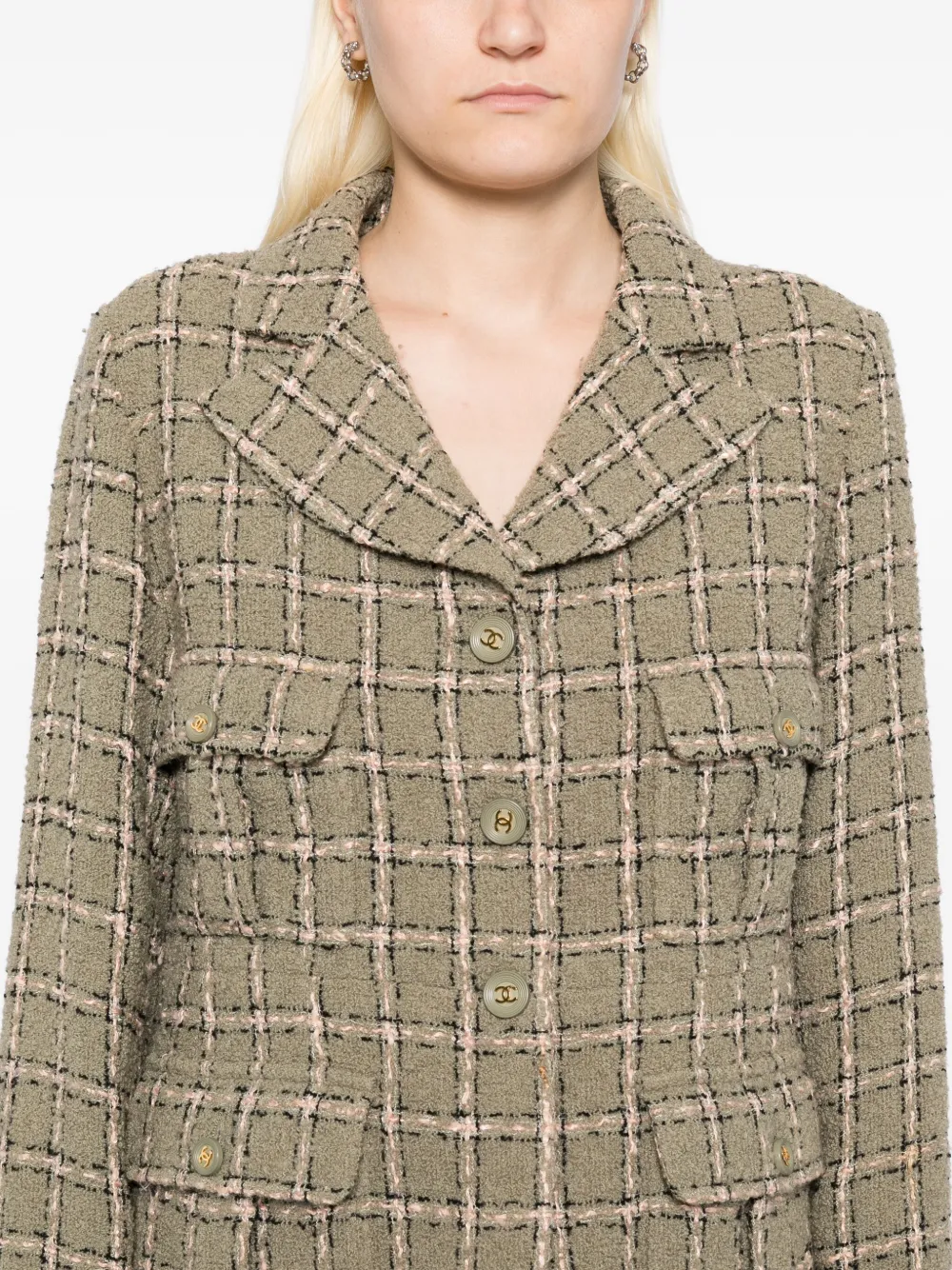 Pre-owned Chanel 1995 Single Breasted Jacket In Green