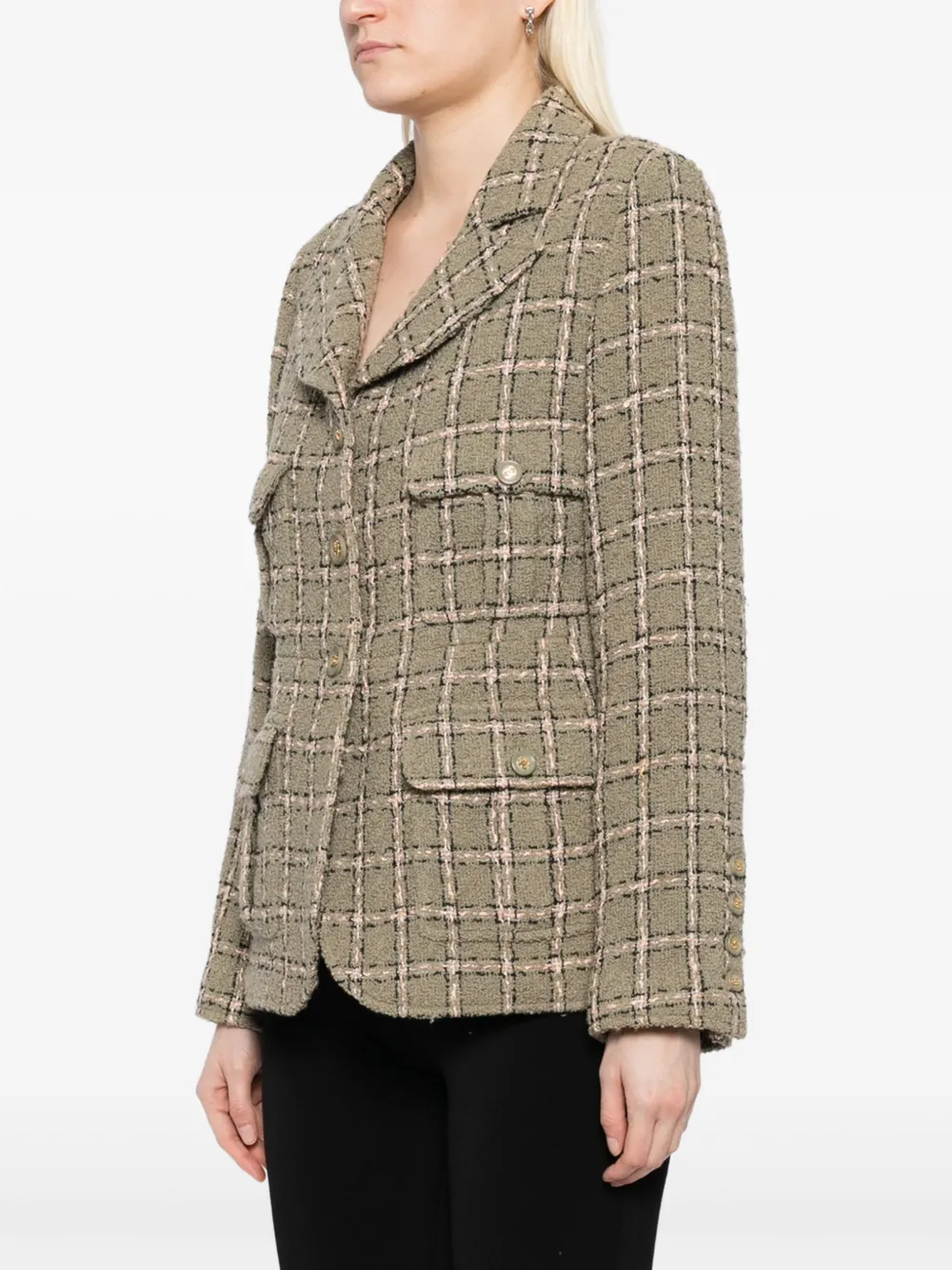 Pre-owned Chanel 1995 Single Breasted Jacket In Green