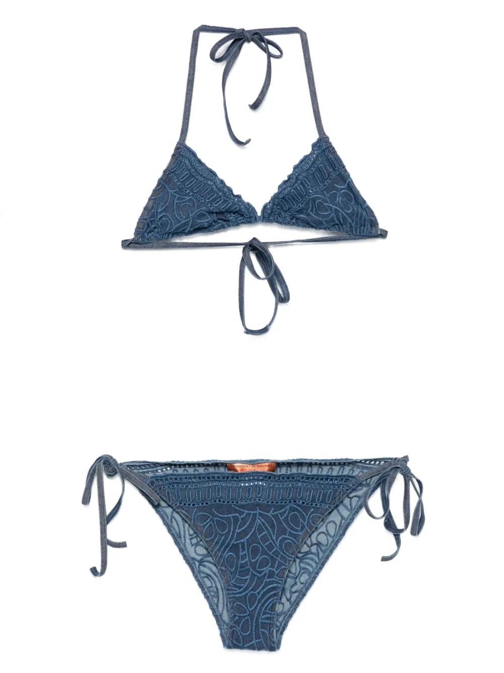 Ermanno Scervino embroidered triangle bikini Blauw