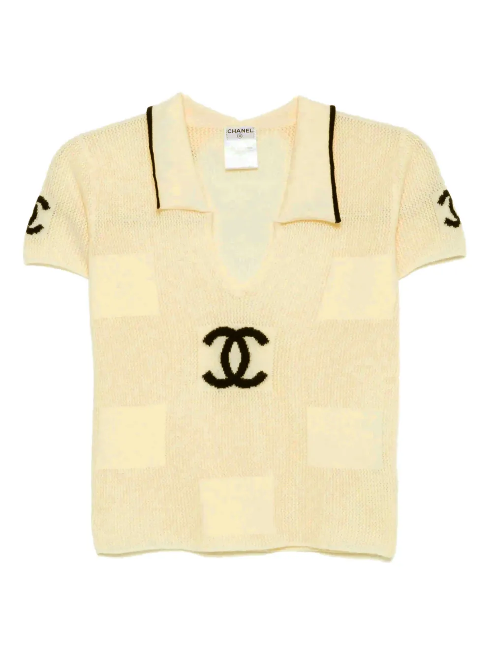 CHANEL Pre-Owned 2001 short-sleeved knitted T-shirt | Neutrals | Image 1