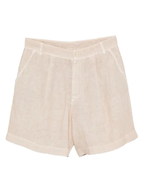 120% Lino pantalones cortos de lino con pinzas