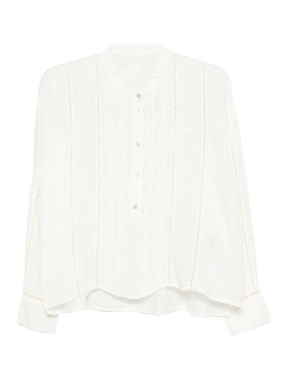 120% Lino Pleated-cuff Linen Top In Neutral