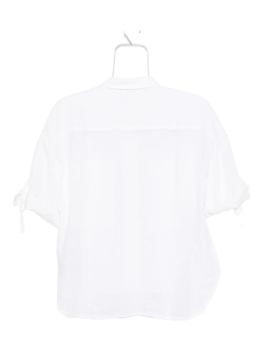 120% Lino Linnen blouse met gestrikte mouwen Wit