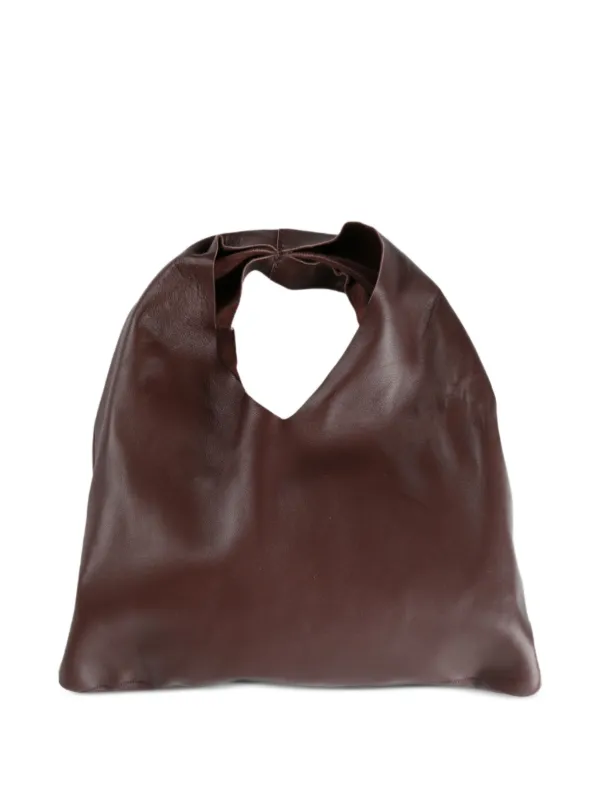 The Row Draped Leather Tote Bag | Brown | FARFETCH ZA