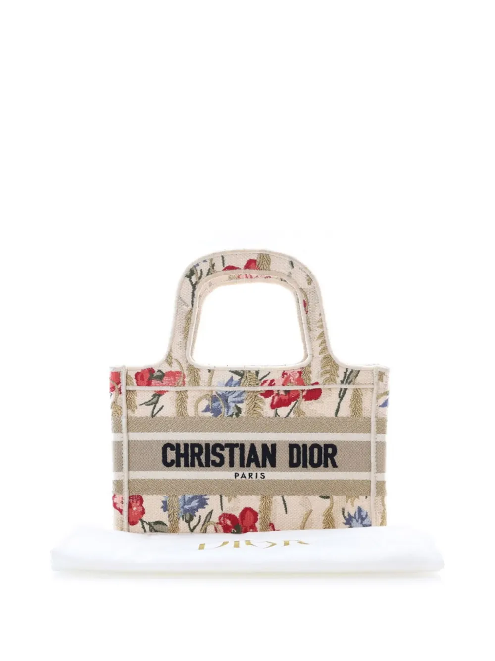 Christian Dior Pre-Owned 2020 ミニ キャンバス エンブロイダリー ハイビスカス ブックトート ハンドバッグ - Christian Dior Pre-Owned 2020 ミニ キャンバス エンブロイダリー ハイビスカス ブックトート ハンドバッグ -