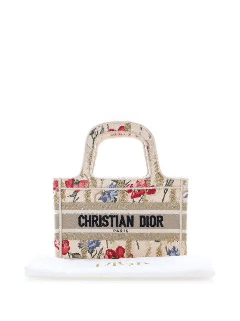Christian Dior Pre-Owned 2020 Mini Canvas Embroidered Hibiscus Book Tote handbag