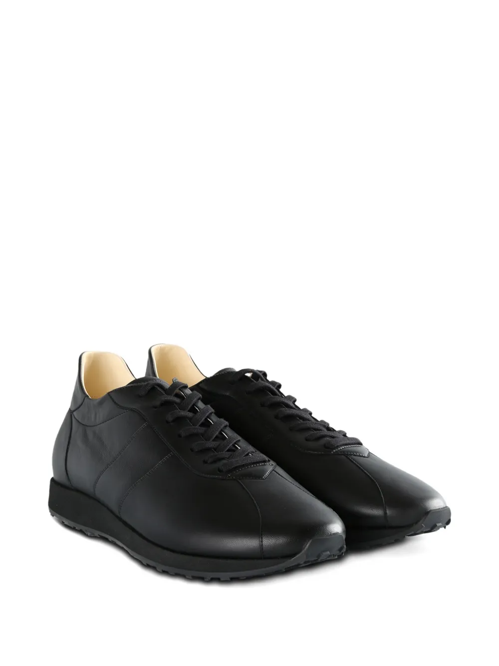 The Row leather lace-up sneakers Black