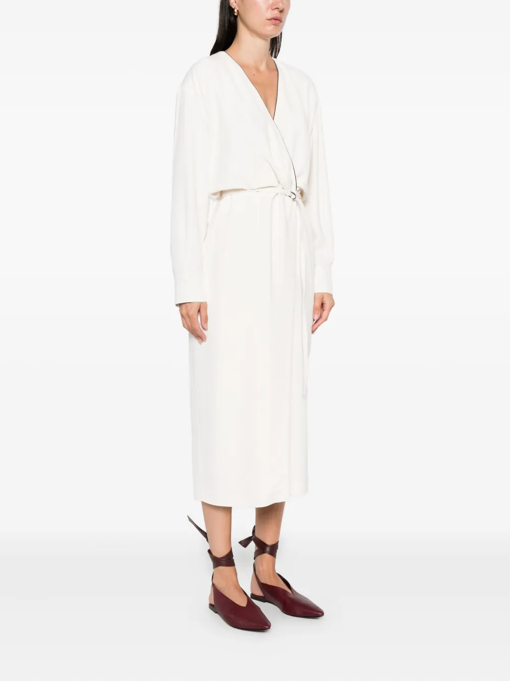 Brunello Cucinelli embellished wrap dress Wit