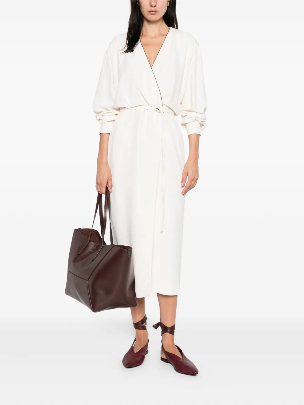 Brunello Cucinelli embellished wrap dress Wit