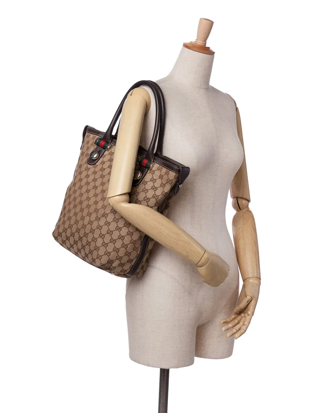 Pre-owned Gucci 2016-2025 Medium Gg Canvas Web Match Ball Tote Bag