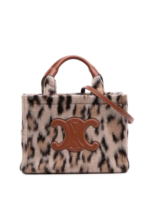 Céline Pre-Owned 2023 Small Felt Triomphe Leopard Print Cabas Thais satchel
