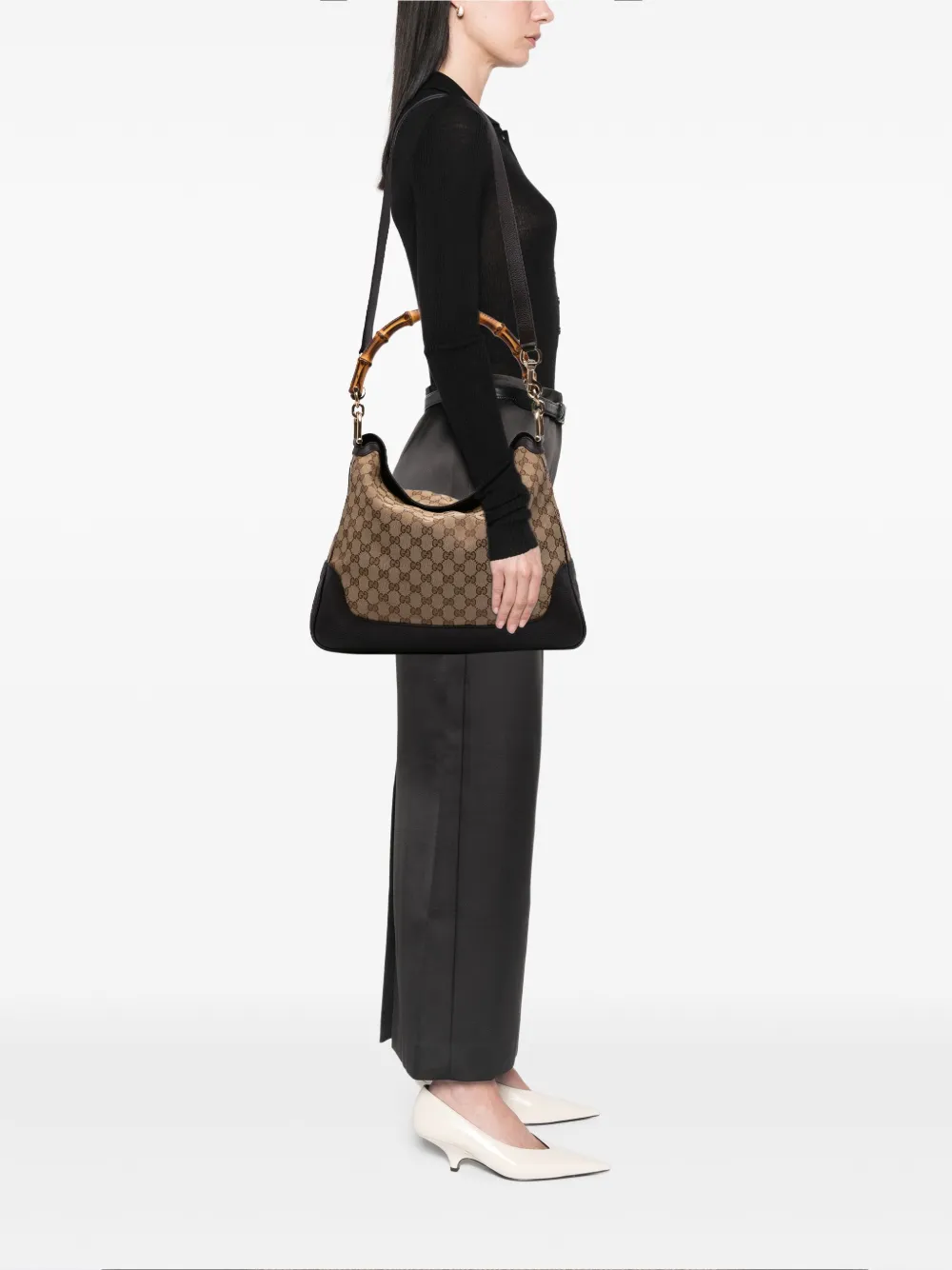 Pre-owned Gucci 2000-2015 Gg Canvas Bamboo Diana Satchel