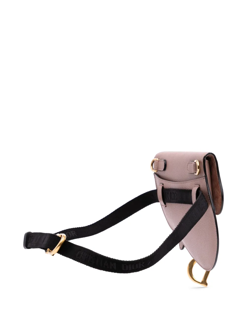Pre-owned Dior 2019 Grained Calfskin Saddle Belt Bag In Pink