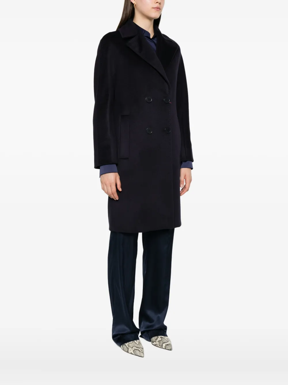 Max Mara double-breasted wool coat Blauw