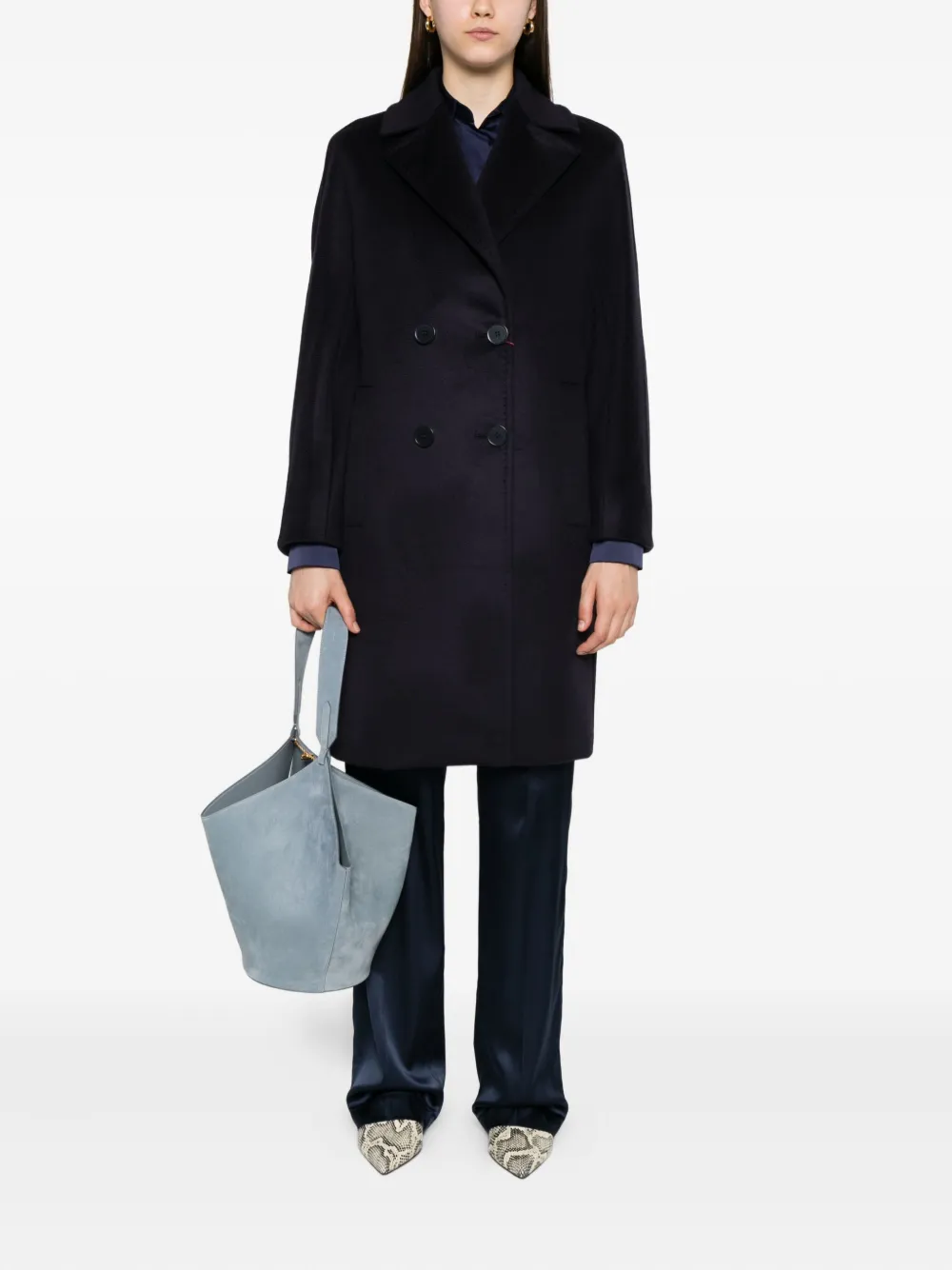 Max Mara double-breasted wool coat Blauw