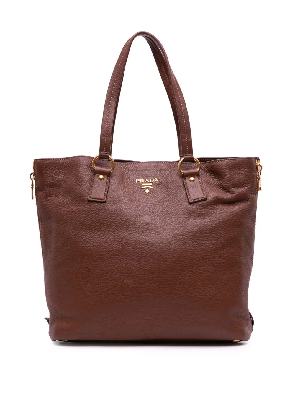 Prada Pre-Owned 2000-2025 Vitello Daino Side Zip Shopper tote bag | Brown | Image 1