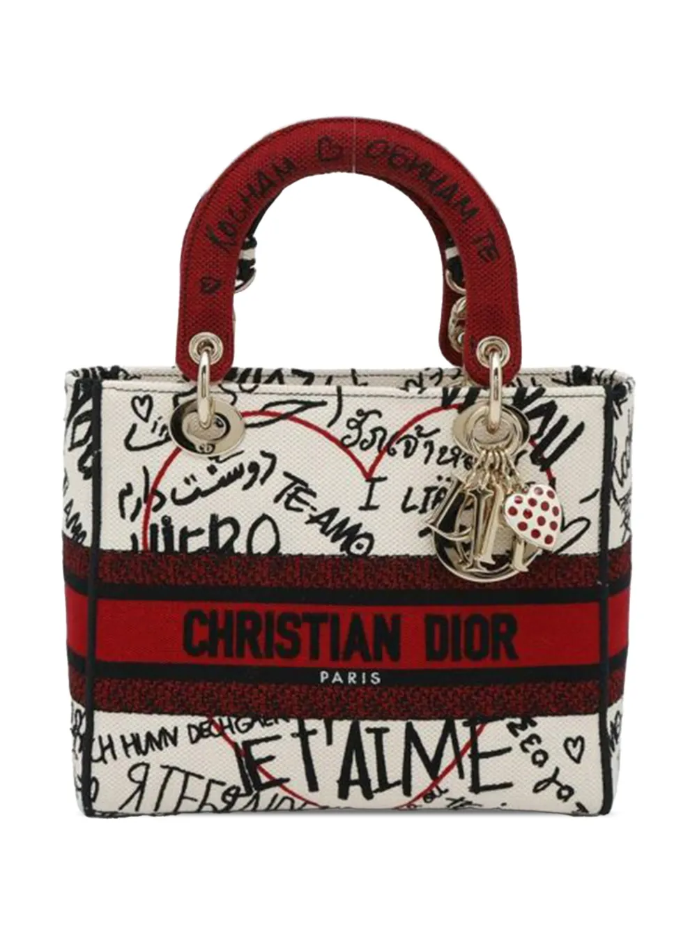 Christian Dior Pre-Owned 2021-2025 Medium Canvas DiorAmour Graffiti Lady D Lite satchel | Red | Image 1