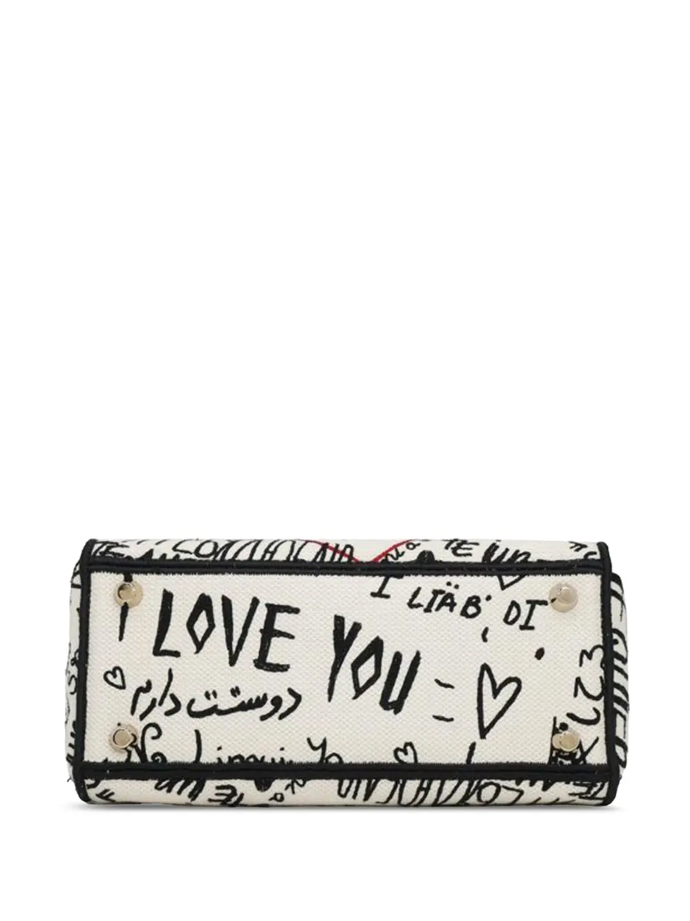 Pre-owned Dior 2021-2025 Medium Canvas Amour Graffiti Lady D Lite Satchel In Red