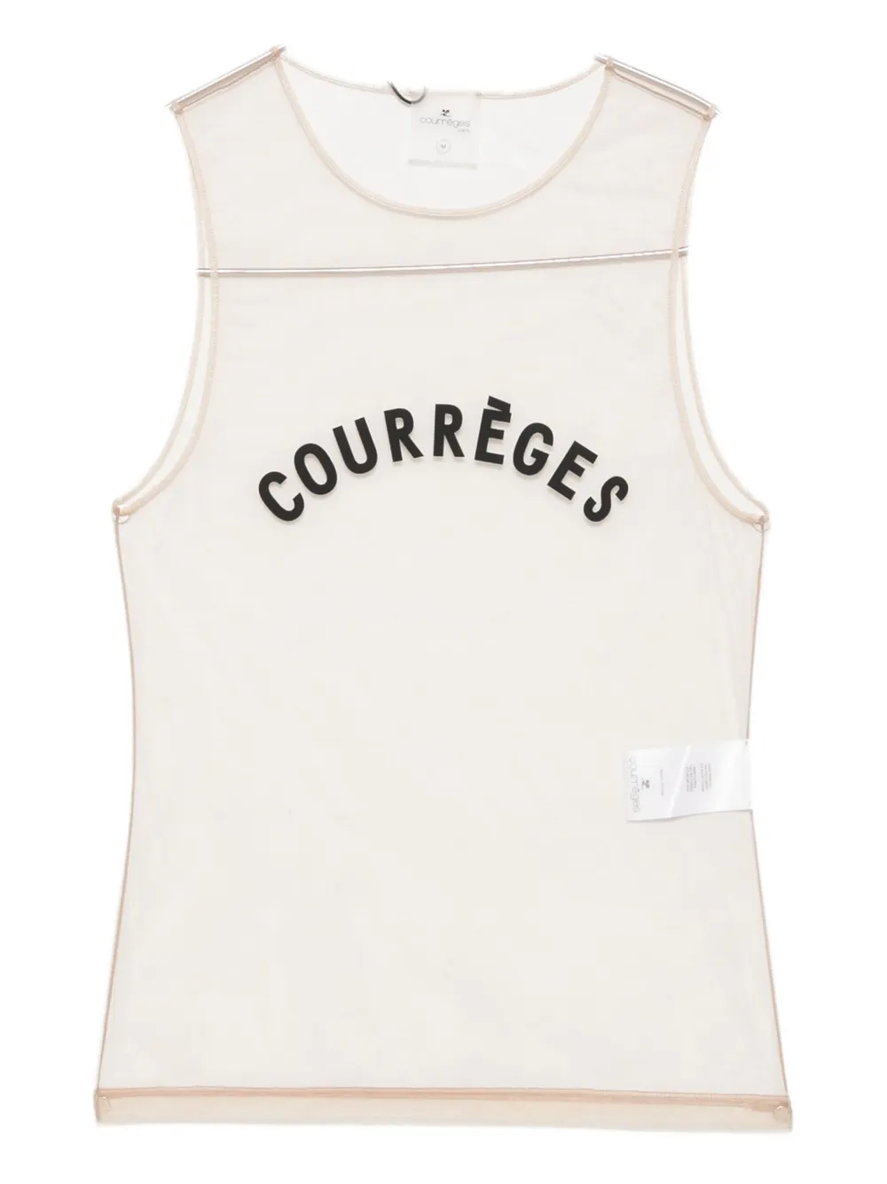 Courrèges logo-print tulle top - Toni neutri