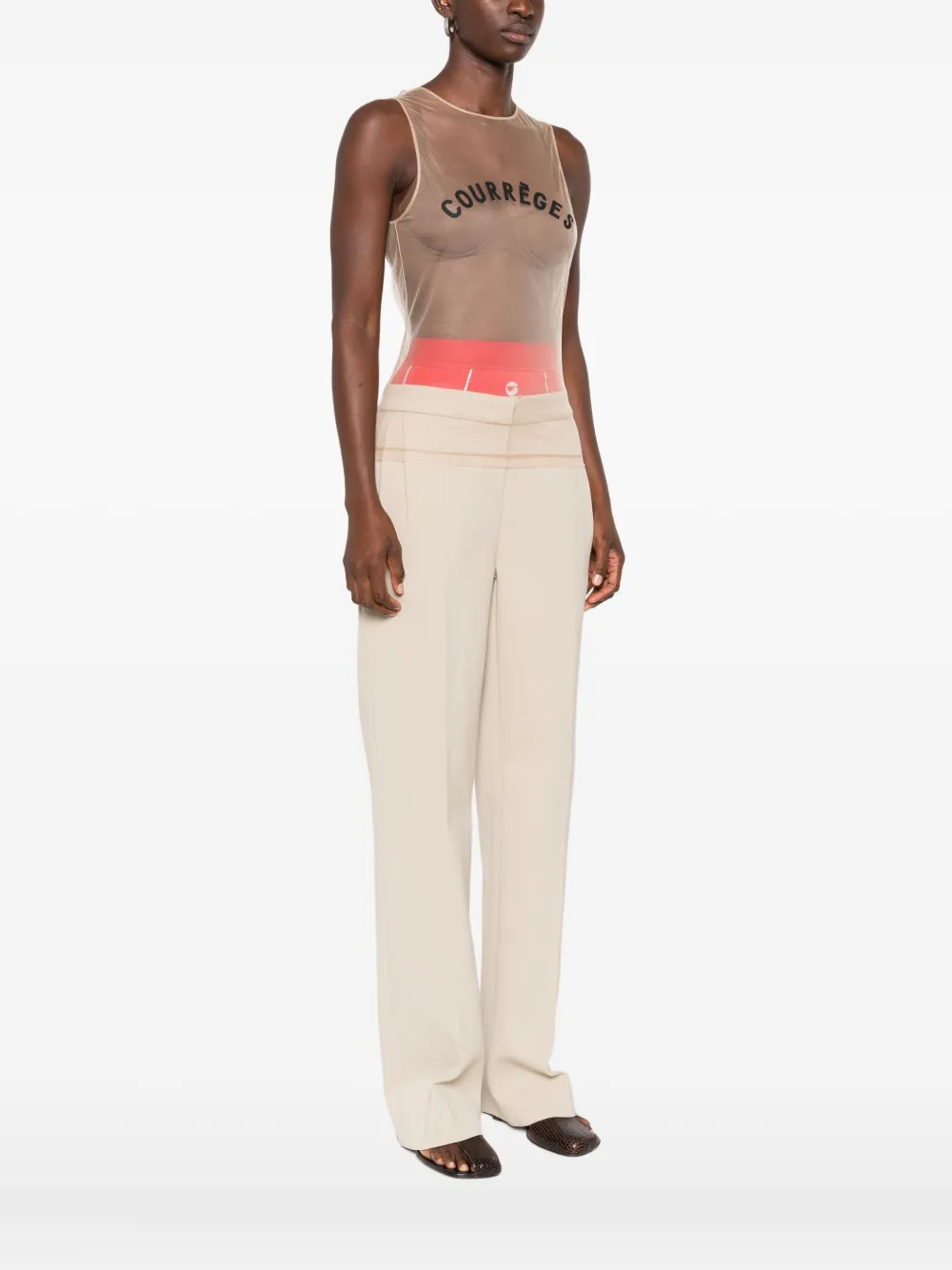 Courrèges Tulen top met logoprint Beige